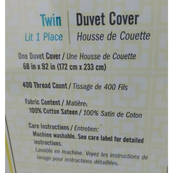 Trina Turk Twin Duvet Cover Seafoam Brown White 100% Cotton Sateen New - Picture 5 of 5